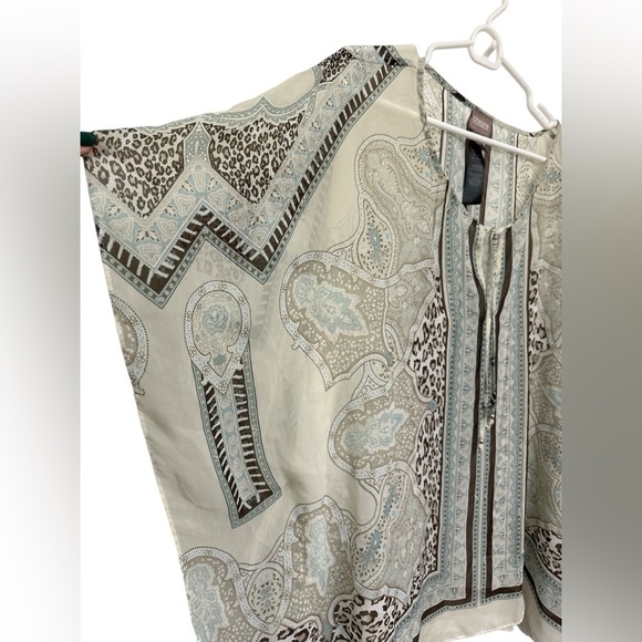 Chicos Womens Multicolor Paisley Drawstring Cape Kimono Poncho Blouse NWOT - Picture 3 of 6
